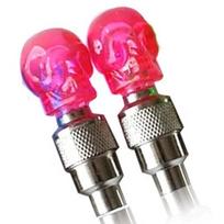 2Pcs/lot Car Tyre Skull Valve Seal LED Lights Ghost Head Valve Lights Cycling Equipment Dazzling Colourful Personalities pink