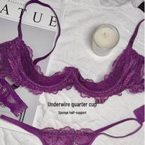 Plus Size Erotic Quarter Cup Push-Up Bra with Steel Underwire L (100-120 jin) violetinė