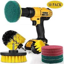 10-Piece Electric Drill Cleaning Brush Set with Bristle and Dusting Brushes Other; Electric Drill Brush 10-Piece Set; PP black