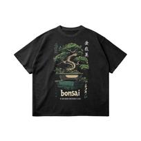 Bonsai Raw Hem Premium Tee, Japanese Streetwear Designer Tshirt S black