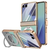 Premium Kevlar Pattern Case for Samsung Z Flip8 with Rotating Magnetic Stand & Screen Protector For Z Flip5 sidabras