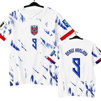 Vyriški Norvegijos rinktinės Haaland žaidėjo versijos Dry Fit trumpomis rankovėmis sportiniai laisvalaikio marškinėliai M 90-100 cm blue