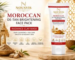 NOUSVIS Moroccan DeTan Brightening Face Pack for Advance Skin Renewal Radiance Clay Mask [ Multani Mitti Clay Mask ] beige