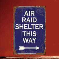 Vintage Air Raid Shelter This Way Metal Sign  Rustic Blue  White Wall Art for Man Cave Garage Bar Tavern 20x30cm（7.8x11.8inch） blue