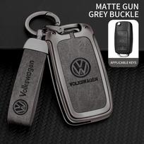 Valve Stems Caps For VOLKSWAGEN VW Car Key Cover Fob Case Shell Bag For Volkswagen VW Polo Tiguan Golf Jetta Beetle Eos Scirocco gray