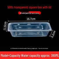 Rectangular Disposable Lunch Boxes - Thick, Food-Grade Plastic for Home & Commercial Use 50 sets gray