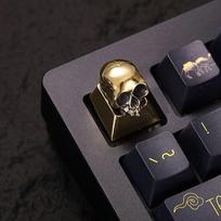 Pure Copper Skull Theme Keycaps Set Metal Niche Personality Custom Original Handmade Keycaps for Mechanical Keyboard Accessories black