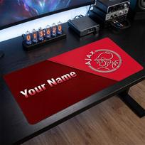 Ajax Amsterdam Custom Large Mouse Pad, Personalized Name Text Print, Football Logo Non‑Slip Desk Mat Gaming Gift 30cmx60cm red