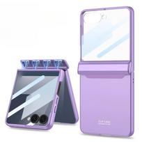 For Samsung Galaxy Z Flip 7 6 5G Phone Case with Magnetic Hinge Protection & Front Screen Protector Hard PC Shockproof Cover Galaxy Z Flip7 violetinė