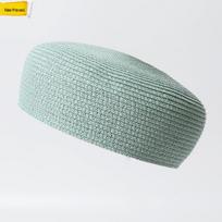 2026 French Straw Braided Beret: Face-Slimming Sun Protection & Custom Hotel Souvenir šviesiai mėlyna spalva