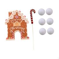 Gingerbread Golf Game Set for Adults Funny Christmas Mini Activity House with 1 Ball House with 6 Balls