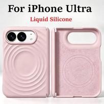 Ripples Liquid Silicone Magnetic Wireless Charger For IPhone DUO Phone Case for IPhone Fold Shockproof Anti Scratch Hinge Full Protection Cover iPhone Ultra mėlyna