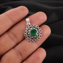 Rare Green Onyx Gemstone 925 Sterling Silver Jewelry Pendant 1.14  Gift For Mom CP-30-17 brown