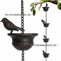 Iron Art Bird Cup Rain Chain - Decorative Metal Rainwater Collector black