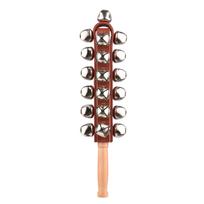 Hand Jingle Bells Hand Sleigh Bells Wooden Shaker Jingle Bells Stick Musical Percussion Instrument Bells for Home Decoration CN brown