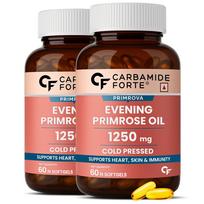 Carbamide Forte Evening Primrose Oil Capsules 1250mg 60 Capsules (Pack of 2)Cold Pressed 10% GLA Hair Skin Support black
