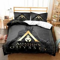 Vienpusis antklodės žaidimas A-Assassin Creed patalynės komplektas Spausdintas lovos komplektas su pagalvės užvalkalu Lova Vienvietis Dvigulis Karalienės Super King dydis EU Single(135*200cm)3pcs black