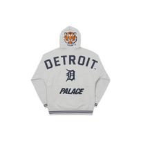 Palace X New Era Collaboration Detroit Tigers Drop Shoulder Hooded Sweatshirt Grey Marl Tiger Head Embroidery Unisex sweatshirt P21DNCS003 L white