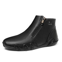 Retro Women's Genuine Leather Martin Boots - Plus Size, High-top, Wear-resistant, Casual Outdoor Shoes Size 39 black