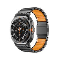 Prabangus titano dirželis Samsung Watch Ultra 2025 2024 47MM pločio Metalinė apyrankė Galaxy Watch 8 40 44MM Classic 46MM Laikrodžio apyrankė Watch 7 Ultra 47mm&Stainless Steel Styl black