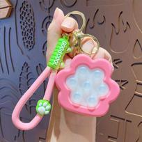 Cute Flower Squishy Keychain Cartoon Couple Bag Charm Car Key Ring Stress Relief Toy Creative Small Gift opp bag packaging pink