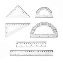 6PCS Plastic Math Set with Clear Rulers Protractors and Triangles Designed for Geometry Drawing and Measurement Projects balta