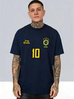Futbolo Brazilijos Nacionalinės Komandos Nr.10 Retro Tematikos Marškinėliai Medvilniniai Grafiniai Marškinėliai Unisex Unisex Vasaros Gatvės Apranga L black