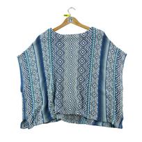 Women's Blue Linen Poncho Sweater S mėlyna