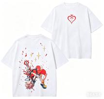 2026 Kingdom Hearts T-shirt, Cotton Tee With Sora Keyblade & Heart Symbol Double Print, Oversized Casual Streetwear For Fans 4XL white