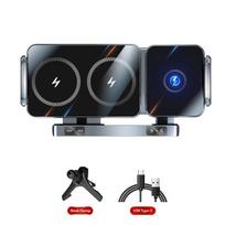 Dvigubos spiralės sulankstomas telefono laikiklis Automobilinis belaidis įkroviklis Universalus automobilinis telefono laikiklis Greitas įkrovimas Samsung iPhone Xiaomi Z Fold juoda