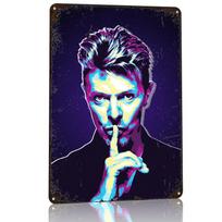 David Bowie Shhh Pop Art D Printed Texture Poster Personalized Wall Art Retro Metal Tin Signs for Vintage Decorations Wand Deko 20x30cm（7.8x11.8inch）