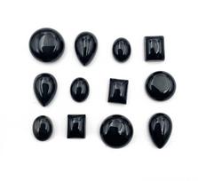 Natural Black Onyx Mix Shape Cabochon Loose Gemstone Lot 15-25 Pcs 7-14 MM 100 CT Black Onyx Cabochon Gemstone For Jewelry Making juoda