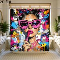 Pop Art Graffiti Moters Portretas Poliesterio Dušo Užuolaida Vonios Sienų Dekoras Atogrąžų Ryški Šiuolaikinė Namų Pamušalai 300x180cm118x71in