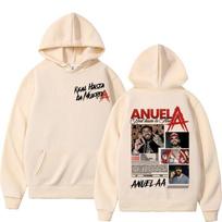 Reperis Anuel AA Real Hasta La Muerte Pasaulinis Turas 2026 Prekės Džemperis Vyrai Moterys Mada Hip Hop Gatvės Stilius Laisvalaikio Gobtuvukai Ruduo 3XL beige