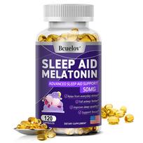 Bcuelov Sleep Aid Melatonin Supplement, 25mg with L-Theanine, Chamomile & Lemon Balm, 120 Caps 120 Capsules