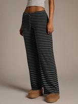 Women's Casual Retro Striped Drawstring Wide-Leg Pants L juoda