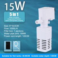 5 In 1 Aquarium Filter Pump Fish Tank Submersible Air Oxygen Aerator Aquarium Air Pump Water Circulation Changer Pump Wave Maker A5 blue