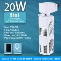 5 In 1 Aquarium Filter Pump Fish Tank Submersible Air Oxygen Aerator Aquarium Air Pump Water Circulation Changer Pump Wave Maker A6
