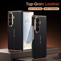 Prabangus karvės odos magnetinis telefono dėklas, skirtas Samsung Z Fold8 Ultra Fold 8, platesnis, Sulada, dvigubas dugno laikiklis, apsauginis galinis dangtelis Z Fold 8 Ultra juoda