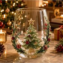 Dažytas Kalėdinis Aukšto Borosilikatinio Stiklo Puodelis 300ml Kalėdų Senelis Sniego Žmogus Gėrimo Stiklas Šventinė Dovana Christmas tree cup