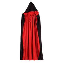 Helovino vampyro apsiaustas su gobtuvu Suaugusiems ir vaikams Dvipusis juodas ir raudonas Cosplay kostiumas WithHat,140cm/55.1in black