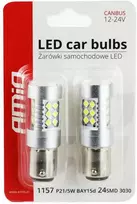 Amio LED lemputės P21/5w su lęšiu | 12-24v BAY15d CANBUS
