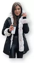 Juoda moteriška striukė su šviesiu kailiu Arctic