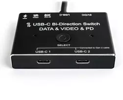 Spacetronik USB-C jungiklis arba skirstytuvas 2x1 1x2 SPC-BID01