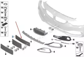 BMW 4 SERIES F32 F33 13-16 priekinio bamperio numerio ženklo laikiklis 51117297136 originalus