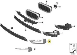 Bmw X5 F15 Dešinė Šoninė Grotelė Originalus 51117308044