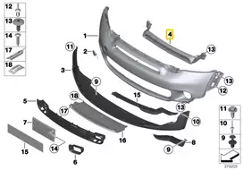 BMW MINI R60 priekinio bamperio centrinė viršutinė grotelė juoda originali 51119808100