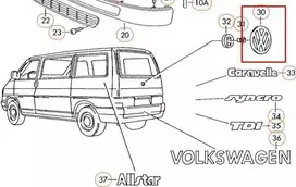 Vw Transporter 1991 2004 Chromuota Emblema Vag Originalus 701853601FDRR