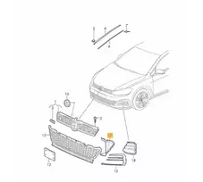 VAG VW GOLF MK7 GTI Apatinių grotelių galinė plokštelė dešinė juoda originali 5G0853950K9B9