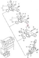 VAG AUDI A3 8P variklio aušinimo skysčio žarnos flanšas originalus 03G121132BE